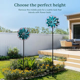 Wind Spinners Outdoor - Metal Garden Wind Spinner with Stake, Windmill for Yard, Gift for Family, 13'' W x 70.5'' H