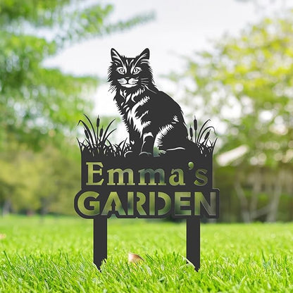 Personalized Cute Cat Kitten Metal Garden Sign,Custom Yard Sign With Stake,Outdoor Garden Décor,Pet Cat Lawn Garden Decorated Statue,Cat Sympathy Yard Metal Sign,Cat Lover Gifts Kailyard Plaque.