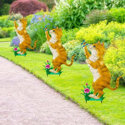 Decorative Garden Stakes with cat Design,Ideal for Cat Lovers for Yard Art, Outside, Patio, Outdoor Decor, Garden Decorations, Lawn Ornaments