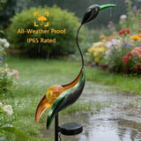 Solar Crane Garden Statue Light for Patio Yard Lawn Porch Outdoor Decorations Waterproof Metal Garden Sculpture, Solar Powered Housewarming Gifts, Mom Birthday Gifts