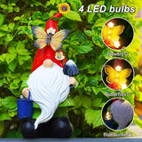 Spring Gnomes Garden Statues Decor, Solar Waterproof Large Gnome with LED Lights Funny Garden Sculptures Outdoor Patio Yard Decorations Lawn Ornaments Gifts for Women Mom