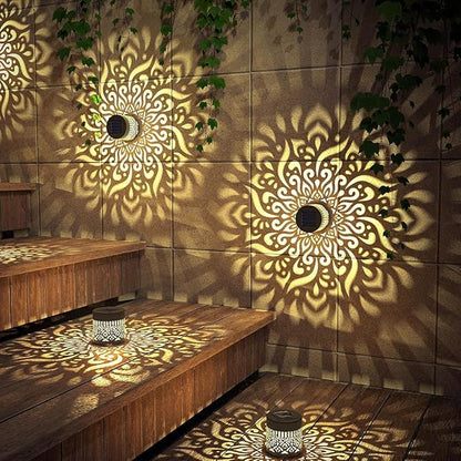 Solar Mandala Fence Lights, Decorative Solar Mandala Lights, Waterproof LED Decorative Lighting for Garden Post Patio Backyard Yard Art Decor