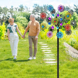 Wind Spinners Outdoor, Kinetic Wind Spinner,Yard Art Windmill with Metal Stake, Metal Wind Sculptures & Spinners,Waterproof Pinwheels Large Wind Spinner for Yard and Garden (Snow-Colour)