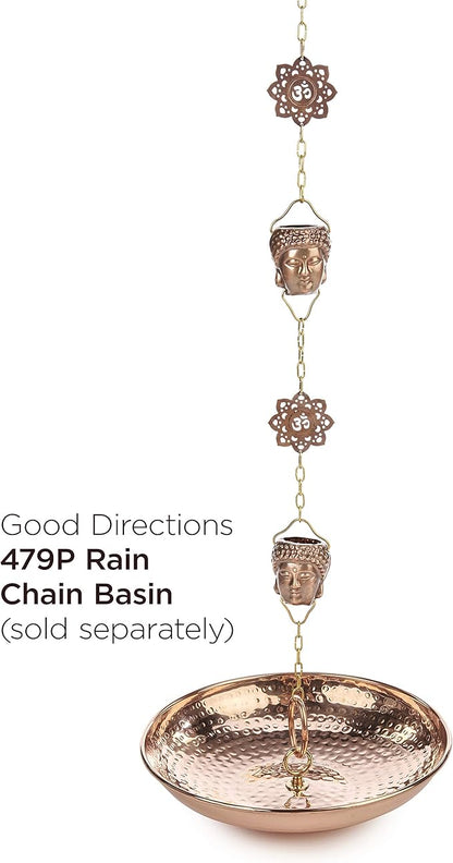 Good Directions 474P-8 Buddha Head Rain Chain 8-1/2 Feet Long, 12 Large Figures,100% Pure Copper