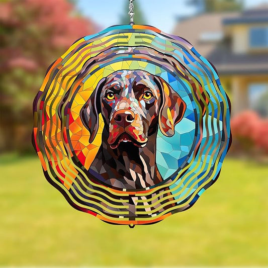 German Shorthaired Pointer Dog Wind Spinners Outdoor Dog Memorial Gifts, 3D Metal Kinetic Hanging Garden Wind Spinner, Spinner Decor, Wind Sculptures for Outdoor & Indoor, Window, Yard Decor (GSP 1)