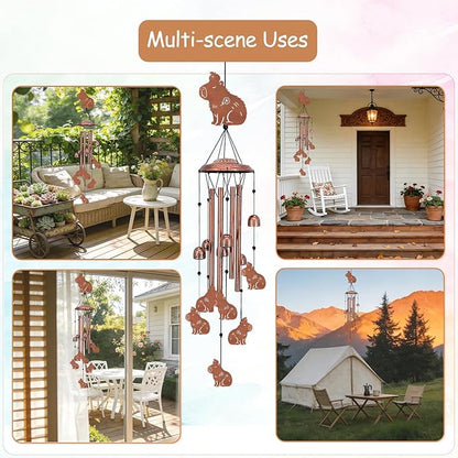 Capybara Wind Chimes for Outside, Metal Windchimes Outdoors, Capy Gifts for Women Men, Memorial Birthday Gifts, Garden Decor for Outside, Home, Patio, Yard, Lawn (Capybara)