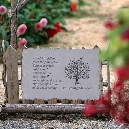 11.8 inches Long Tree of Life Song Polyresin Memorial Garden Stone, Memorial Stones for Loved Ones Outside, Memorial plaques, Sympathy Gifts for Loss of Loved one, Memorial Gifts (Grey Tree)