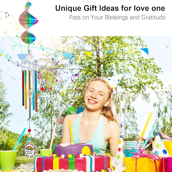 Aoedelyart Wind Chimes for Outside,30in Wind Chimes Spinner with Crystal Create a Rainbow Effect,Windchimes Outdoors Garden Decor,Colorful Patio Backyard Porch Ornaments,Crystal Gift for Women Mom Men