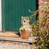 Muldale Cat Solar Light - Cat Garden Statue Outdoor - Solar Powered Cat Garden Decor for Outside - Hand Painted Floral Plant Pot Light Up Cat, Brown
