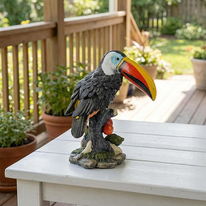 Real Toucan Statue, Colorful Outdoor Bird Decor Sculptur, Resin Bird Ornament, Tropical Tiki Bar & Garden Decor, Waterproof & Weather-Resistant for Bird Lovers