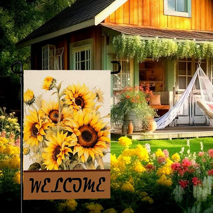 Summer Sunflower Garden Flag for Outside 12x18 Inch Double Sided Welcome Farmhouse Outdoor Vertical Seasonal Yard Flags Floral Holiday Party Yard Outdoor Decoration