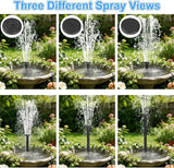 Yeomi Solar Fountain Pump for Bird Bath, 2.5W Solar Powered Water Fountain with 3 Nozzles & 1.5ft Tubing, Multi-Installation & 3-Layer Filtration for Small Pond, Garden Water Feature