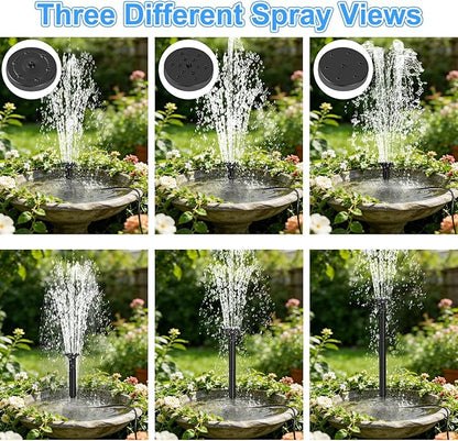 Yeomi Solar Fountain Pump for Bird Bath, 2.5W Solar Powered Water Fountain with 3 Nozzles & 1.5ft Tubing, Multi-Installation & 3-Layer Filtration for Small Pond, Garden Water Feature