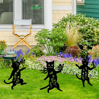 Metal Black Cat Decorative Garden Stakes,3 Pack 15" Cat Stakes Garden Decor for Outside,Large Black Cat Silhouette Statues Decorations for Cat Lovers Outdoor Decor,Yard Art,Lawn Ornaments