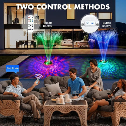 ChlorStar Pool Fountain with Remote,Floating Pool Fountain with Lights Show,Above Ground Pool Water Fountains Pump with Anchor, Floating Swimming Pool Fountains for Inground Pool,Pond -1PC(White)