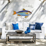 LIFFY Metal Fish Wall Decor,32“ Large Metal & Glass Tuna Artworks Home Decorative Ornaments,Indoor Outdoor Ocean Coastal Wall Hanging Decorations for Pool Garden Yard Patio