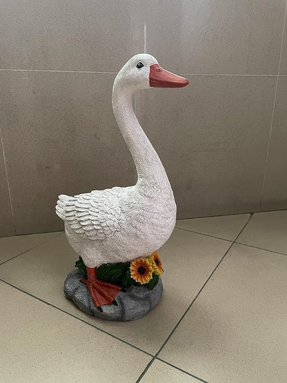Joyful Porch Goose Statue Cygnus, Big Resin Garden Lawn Yard Décor, Sculpture, 20 inches High Figurine, Duck, Indoor and Outdoor, by GGTown TM