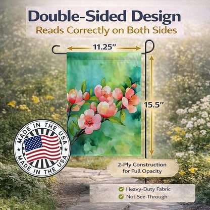 Caroline's Treasures Delaware Peach Blossom in Watercolor Garden Flag Mailbox Flag Decorative Yard Flag Banner Outside Patio Artwork Yard Flower Beds, Garden Size, Multicolor