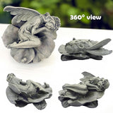Garden Fairy Statue,Garden Sleeping Angel on Lotus Leaf with Bird Feeder Feature Outdoor Decor Sculptures Figurine Gardening Lawn