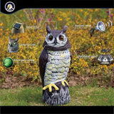 Solar Powered Owl with Motion Detection, Silent Mode, Flashing Eyes, Rotatable Head and Realistic Hoots, Plastic Owl Decoration for Home, Garden, Patio and Fence