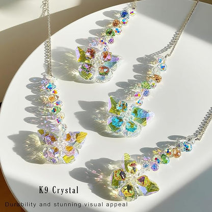 HDCRYSTALGIFTS 4pcs Crystal Butterfly Suncatchers for Window Hanging Rainbow Maker Sun Catchers Indoor Glass Butterfly Decoration for Spring Home Garden Decor, for Mom Women