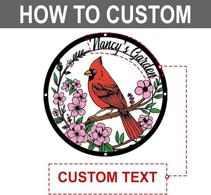 Personalized Name Garden Cardinal Metal Signs with Stake, Custom Family Name Yard Decor for Outdoor Outside, Cardinal Lawn Patio Stake Gardening Enthusiasts Grandmothers Gift