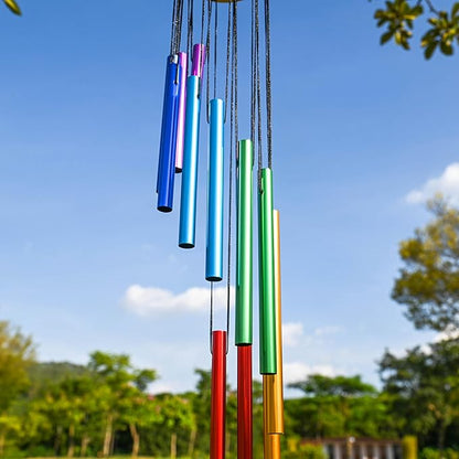HOMEXUP Outdoor Colorful Wind Chimes for Outside with 12 Aluminum Tubes for Garden Patio Balcony and Home Decor（Color）