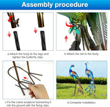 33.4“ Lifelike Metal Peacock Garden Sculptures Set of 2 - Hand-Painted Garden Peacock Sculpture Art and Durable Yard Art Outdoor - Garden Large Peacock Decorations for Patio Lawn or Backyard