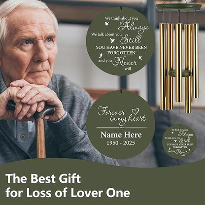 ASTARIN Personalized Memorial Wind Chimes, 30inch/36inch Memorial Wind Chimes, Custom Sympathy Gifts in Loving Memory of Dad/Mom, Condolences Wind Chime for Loss of Loved Ones(Produced in USA)