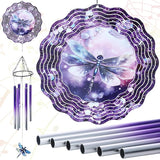 Dragonfly Wind Chime Outdoor - Metal Windchime with Spinners Dragonflies Gifts for Women Garden Patio Yard Home Decor Outside Indoor Hanging Decorative Christmas Thanksgiving Birthday Gift