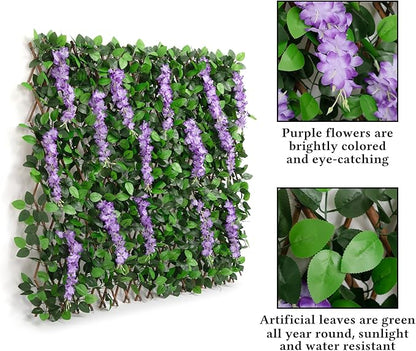DOEWORKS Expandable Fence Privacy Screen for Balcony Patio Outdoor, 2PCS Faux Ivy Fencing Panel for Backdrop Garden Backyard Home Decorations