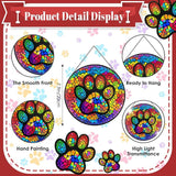 Paw Print Stained Glass Window Hanging, 7.9" Paw Print Sun Catcher Pet Memorial Suncatcher Ornament, Sun Catcher Glass Panel with Chain, Dog Memorial Gifts for Mom Grandma, Pet Lovers Gifts