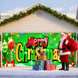 IVN Christmas Garage Door Cover Decoration 13x6ft Bright Green Background Candy Canes Colorful Letters Merry Christmas Winter Garage Door Banner Home Door Front Yard Decor for Xmas Eve Holiday Outdoor