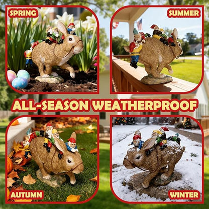 Sunthus Garden Gnomes Decorations for Yard Bunny Statue Funny Outdoor Decor Rabbit