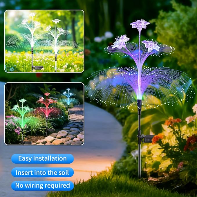 Solar Jellyfish Lights Outdoor - Waterproof LED Color Changing Garden Decor Hanging Lights, Auto-On/Off Solar Powered Yard Ornaments for Patio, Lawn, Festival Decoration (2 Pack)