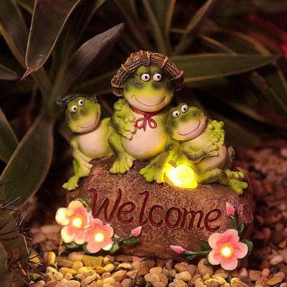 Funny Frog Statues for Garden - 7'' Mom & Babys Solar Frog Garden Decor Frog Garden Statue for Yard Patio Porch Lawn Birthday Mother's Day Housewarming Outdoor Decor Gifts for Women Mom.