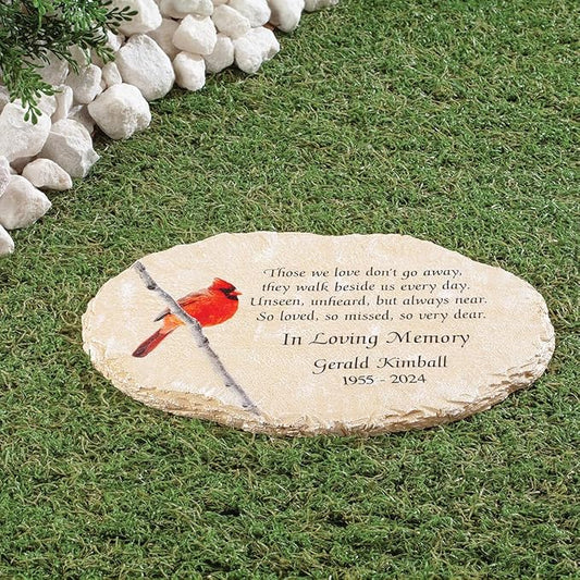 Fox Valley Traders Custom Oval-Shaped Cardinal Memorial Garden Stone, 100% Resin, Outdoor Décor - Measures 11 1/2" Wide x 8" High