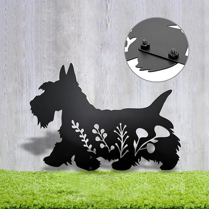 Dog Garden Stake - Unique Gift for Dog Lovers, Black Metal Outdoor Decor, Durable Yard Art Statue (Scottish Terrier)