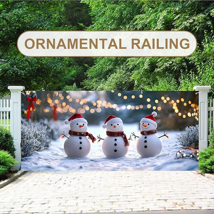 6 x 13 ft Christmas Garage Door Decorations Merry Christmas decorations Xmas Garage Door Cover, Happy New Year Hanging Banner for Home,Outdoor,Indoor,Party (Three Snowmen, 6 x 13 ft)