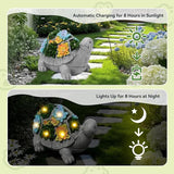 Solar Turtle Garden Statues with LED Lights, Outdoor Decor for Patio Yard Balcony - Unique Housewarming Birthday Gifts for Women Mom Grandma