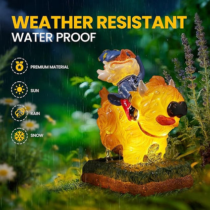 Garden Gnome Statue - Garden Gnome Riding Highland Cow - 6.7 Inch Tall Lawn Figurine - for Outdoor or House Decor - Funny Yard & Patio Decoration