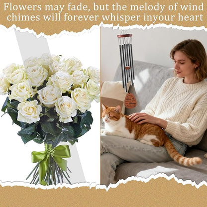 Cat Memorial Gifts for Loss of Cat - Luvsweets Pet Memorial Gifts for Cats Lover Mum Owner, Sympathy Wind Chimes for Outside, Garden Patio Porch Decor, Pet Passing Away Bereavement Remembrance Gift