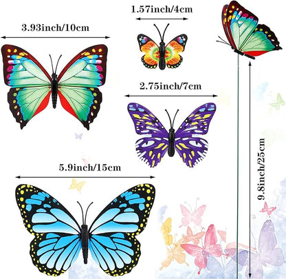 Augshy 75PCS Butterfly Decorations Stakes, Garden Butterflies Stakes Garden Ornaments PVC Waterproof for Outdoor Patio Decor Yard Lawn Home Decor Party Supplies Assored Size