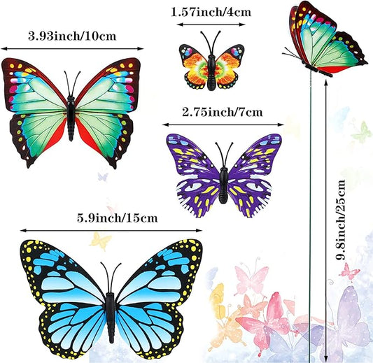 Augshy 75PCS Butterfly Decorations Stakes, Garden Butterflies Stakes Garden Ornaments PVC Waterproof for Outdoor Patio Decor Yard Lawn Home Decor Party Supplies Assored Size