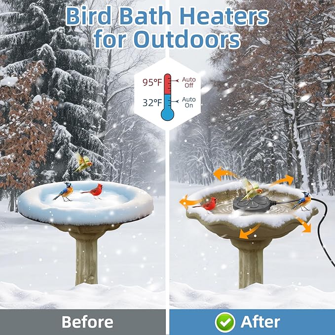 110W Bird Bath Heater for Outdoors in Winter–Submersible Pond Deicer,Cast Aluminum Thermostatic Chicken Water Heater
