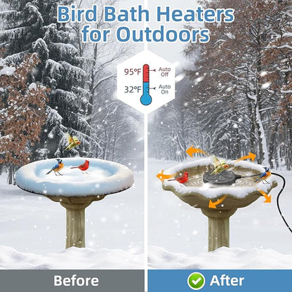 110W Bird Bath Heater for Outdoors in Winter–Submersible Pond Deicer,Cast Aluminum Thermostatic Chicken Water Heater