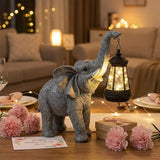 Candieslife Solar Garden Statue Lights Elephants Figurine with Solar Lantern, Outdoor Yard Decorations for Patio Porch Home, Mothers Day Decorations Gift for Women - Unique Housewarming Gifts