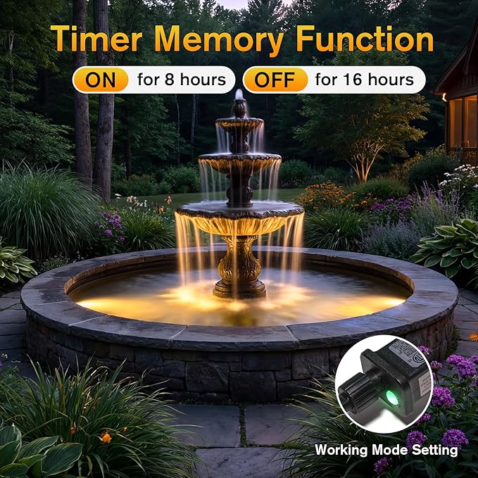 POPOSOAP LED Underwater Pond Lights 6-Head, IP68 Waterproof Pond Lights with Timer, 90° Rotatable Design & Gravity Base Fountain Lights for Pond Fountain Waterfall Aquarium Pool -P66HZ