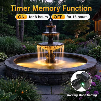 POPOSOAP LED Pond Lights 6-Head, IP68 Waterproof Underwater Lights with 8H Timer Function, 90° Rotatable Design & Gravity Base Fountain Lights for Pond, Fountain, Waterfall, Aquarium, Pool-P64HZ