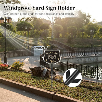 2 Pcs 36'' Yard Sign Stake for Outdoor, Metal Garden Posts with Barbed Anchors, Easy to Install, Rugged, Lightweight & Abjustable 3 Foot Signs Pole for Ground Lawn(Black)